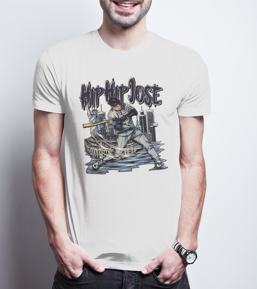 Hip Hip Jose New York Yankees Statue Of Liberty Baseball Player Comic Style T-Shirt