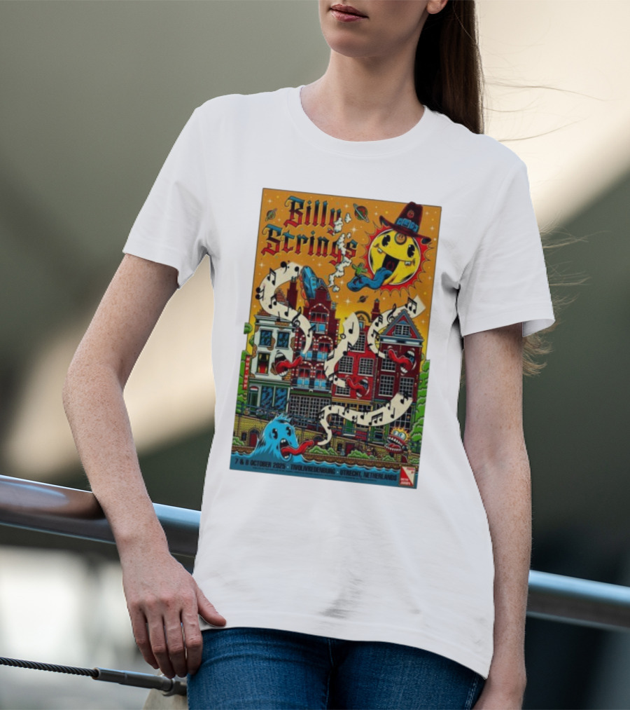 Billy Strings TivoliVredenburg Utrecht Netherlands October 7-8 2025 Music Festival Psychedelic Cityscape Design T-Shirt