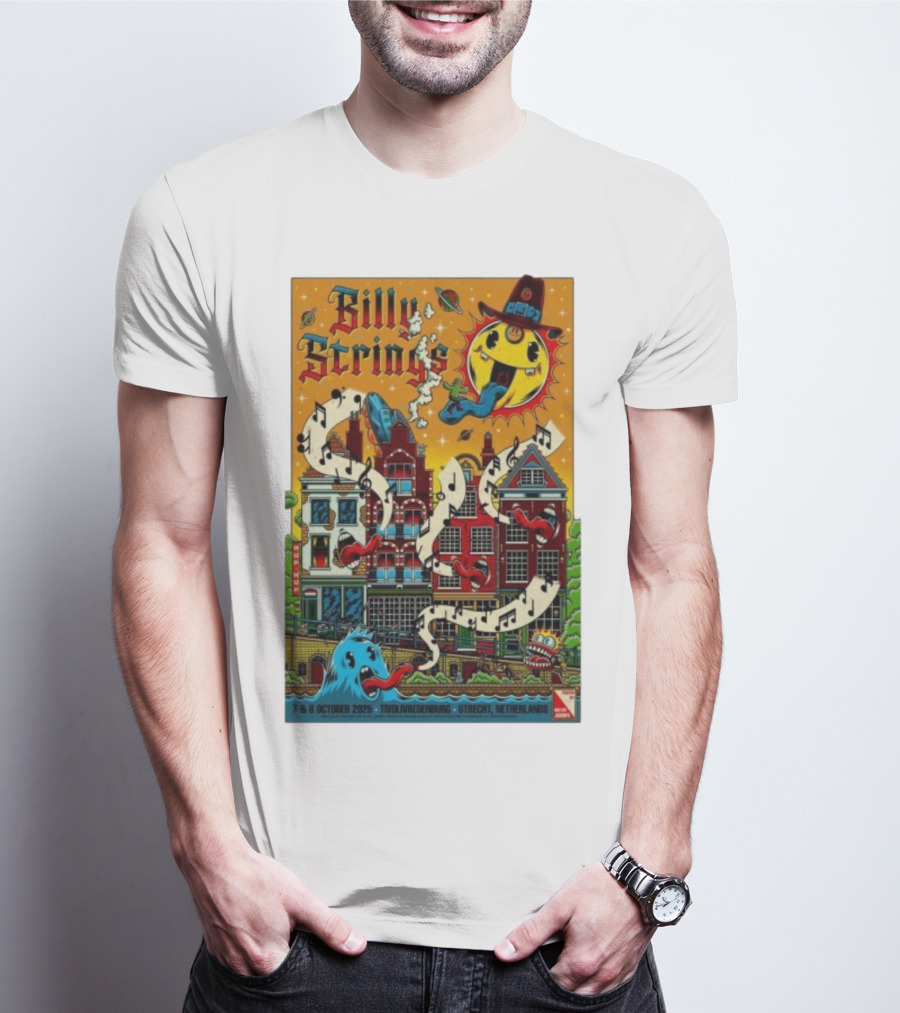 Billy Strings TivoliVredenburg Utrecht Netherlands October 7-8 2025 Music Festival Psychedelic Cityscape Design T-Shirt