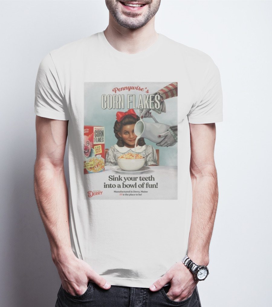 Pennywise’s Corn Flakes Sink Your Teeth Into A Bowl Of Fun IT Welcome To Derry October 26 2025 T-Shirt