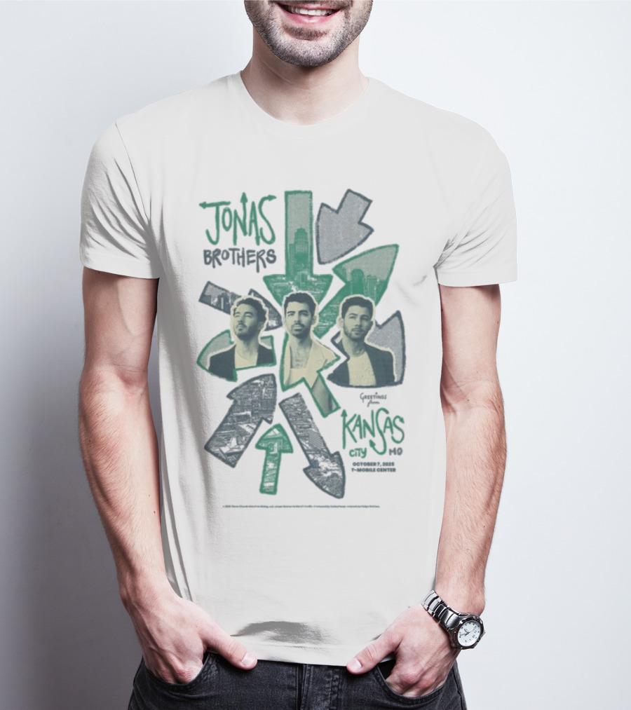 Jonas Brothers Kansas City 2025 Greetings From Kansas City MO Mobile Center October 7 T-Shirt