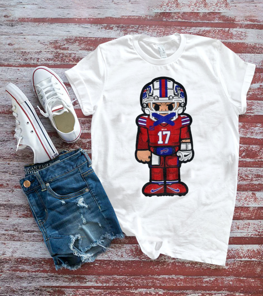 Buffalo Bills Josh Allen Cartoon NFL Football 2025 Number 17 T-Shirt