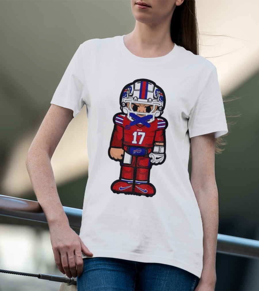 Buffalo Bills Josh Allen Cartoon NFL Football 2025 Number 17 T-Shirt