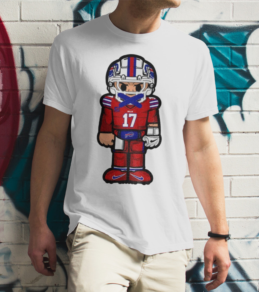 Buffalo Bills Josh Allen Cartoon NFL Football 2025 Number 17 T-Shirt