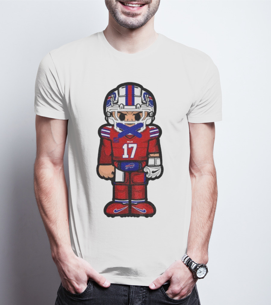 Buffalo Bills Josh Allen Cartoon NFL Football 2025 Number 17 T-Shirt