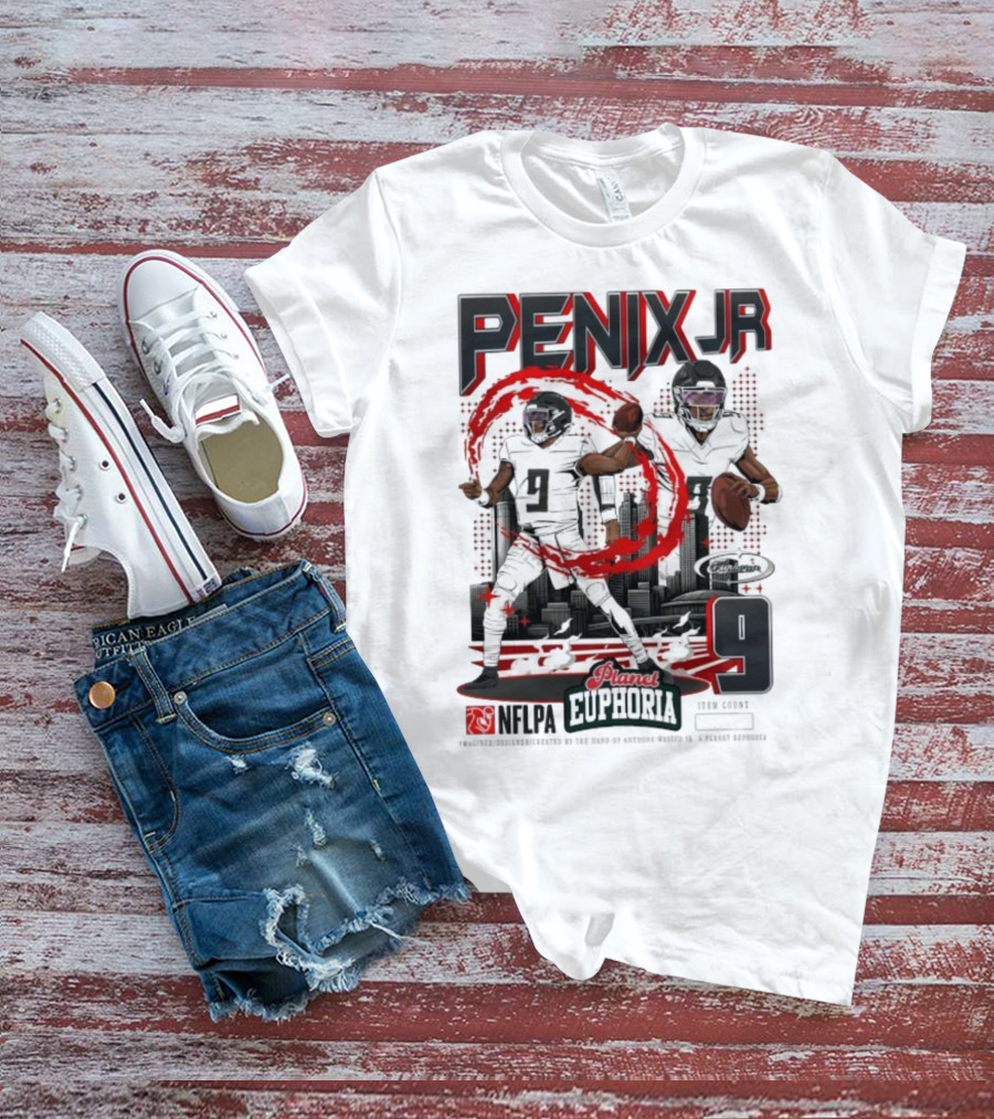 Penix Jr. NFLPA Planet Euphoria Number 9 Football Theme T-Shirt