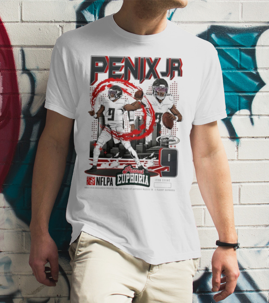Penix Jr. NFLPA Planet Euphoria Number 9 Football Theme T-Shirt