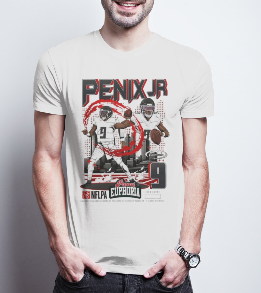 Penix Jr. NFLPA Planet Euphoria Number 9 Football Theme T-Shirt