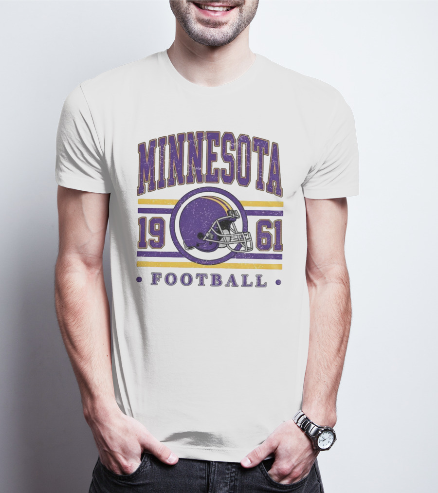 Minnesota Vikings Football Helmet 1961 NFL Vintage Style T-Shirt