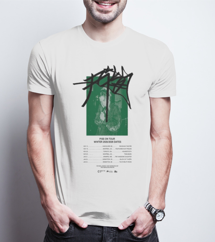 PISS Winter Tour 2025 2026 Dates Featuring Zoviet Sex 徐锐 Stroyka 7 Days Of Sorrow Gnar Dog Smplsmksי T-Shirt