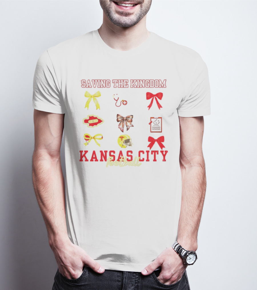 Saving The Kingdom Kansas City Football Bows Game Day Chiefs T-Shirt