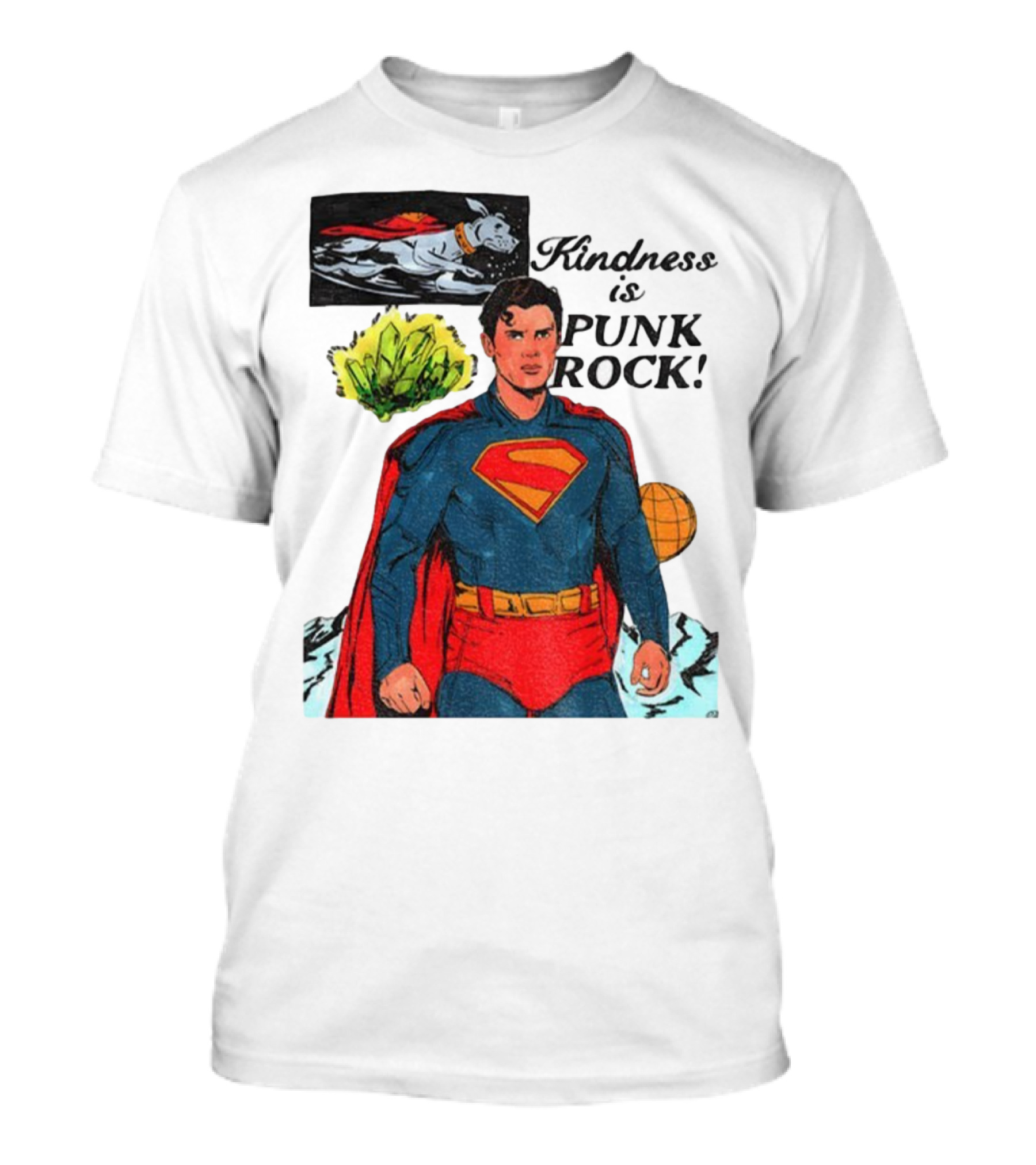 Superman DC Kindness Is Punk Rock Krypton Dog Caped Hero T-Shirt