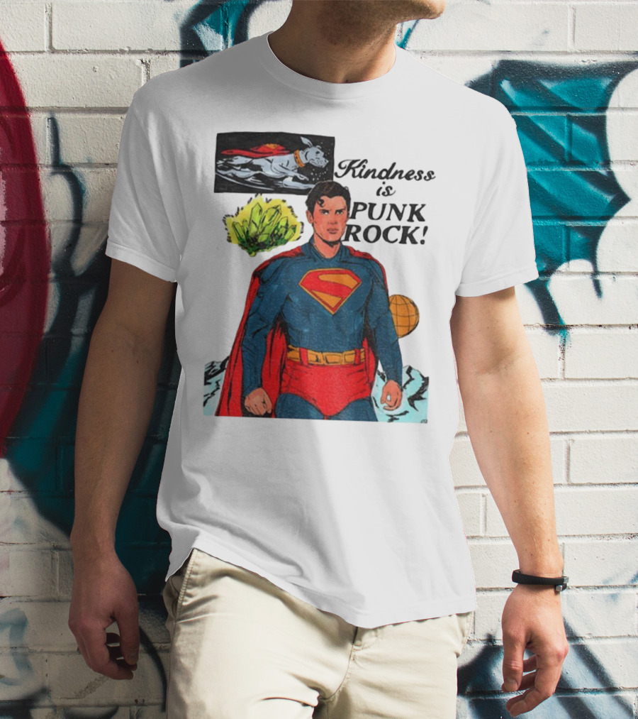 Superman DC Kindness Is Punk Rock Krypton Dog Caped Hero T-Shirt