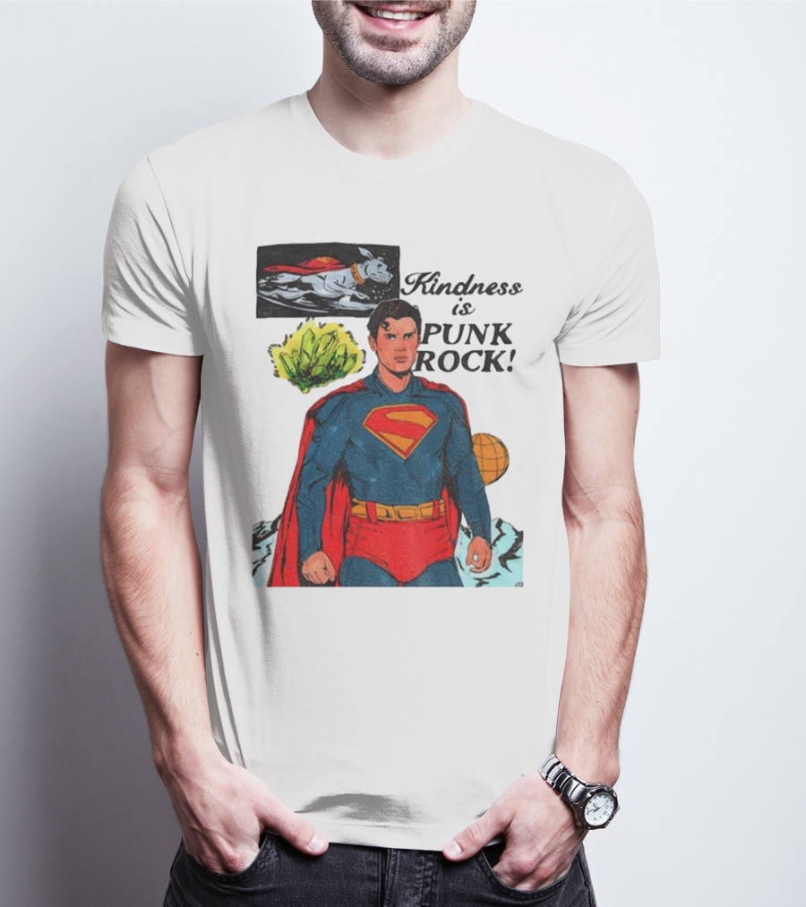 Superman DC Kindness Is Punk Rock Krypton Dog Caped Hero T-Shirt