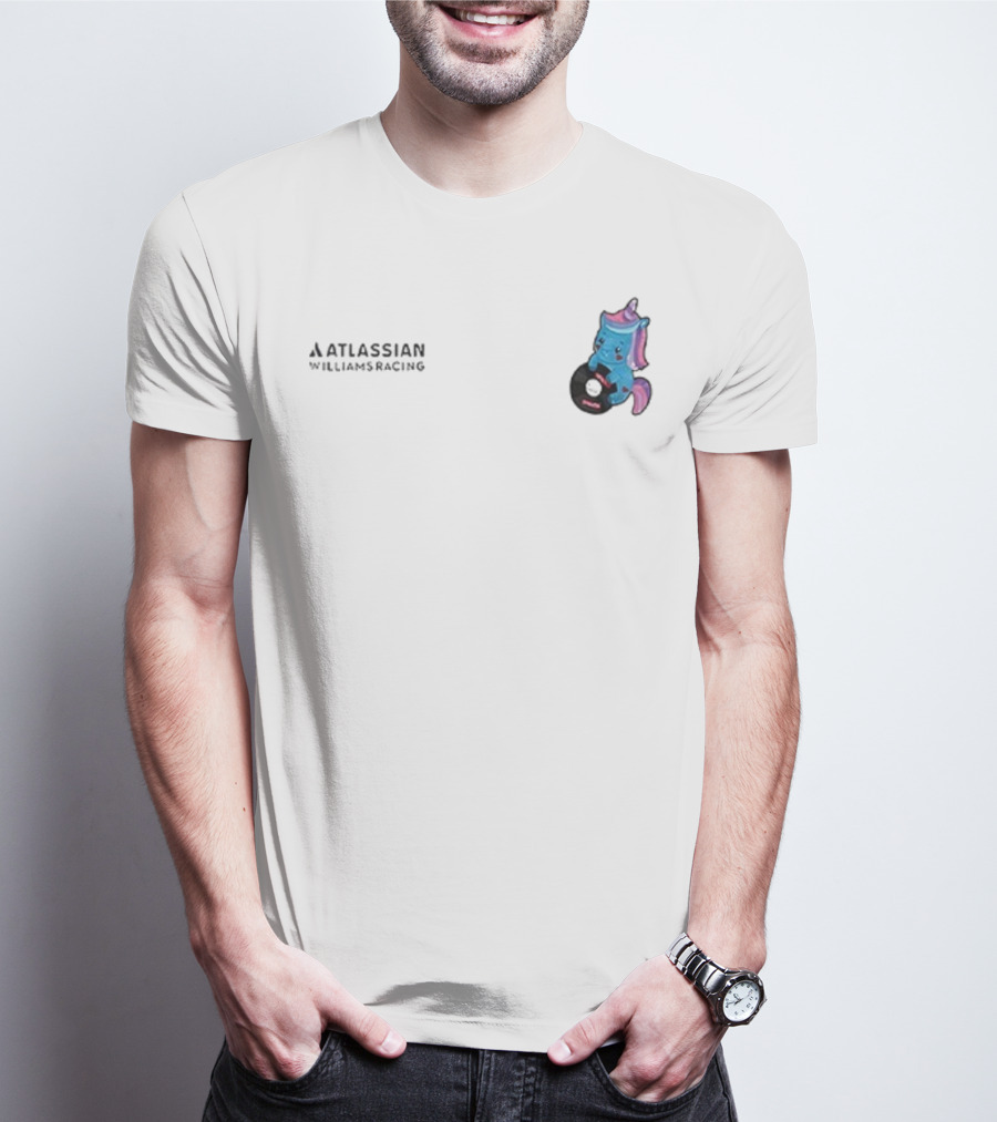 Atlassian Williams Racing Powered By Sparkles Signature Racing Unicorn In Helmet T-Shirt
