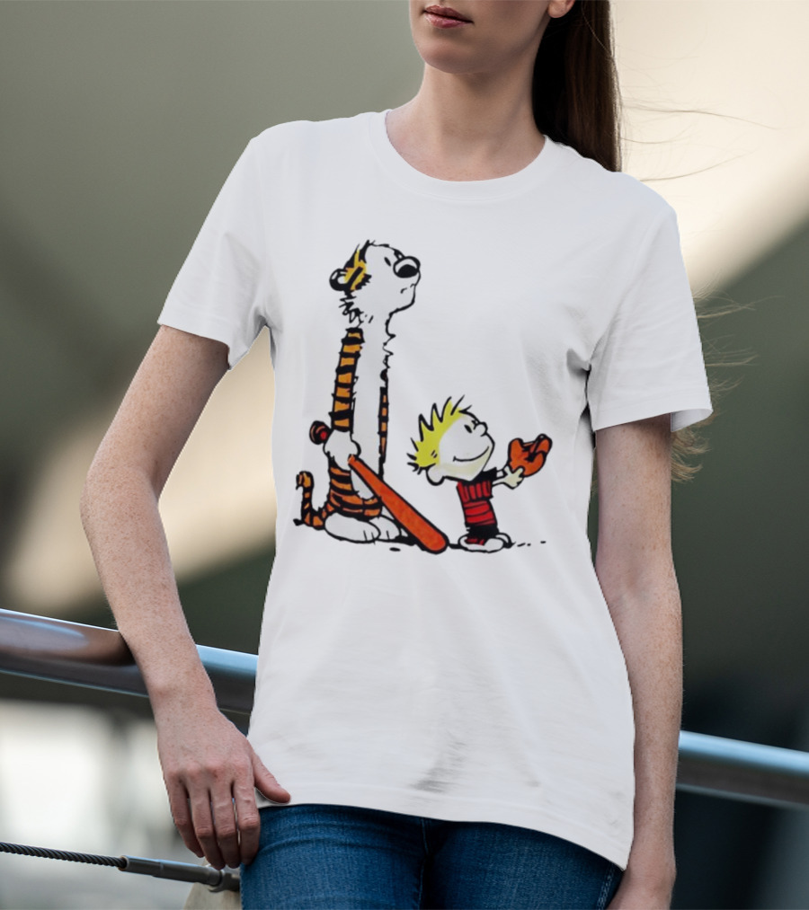 Calvin And Hobbes Baseball Glove And Bat Playtime T-Shirt