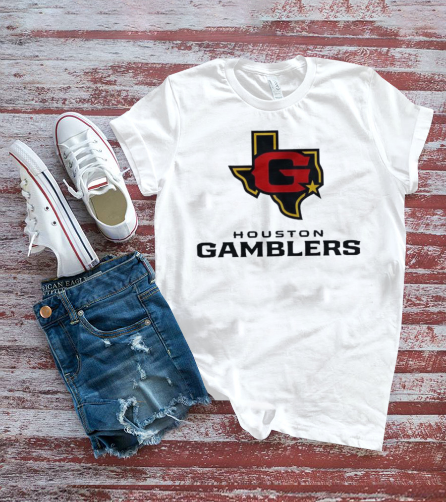 Houston Gamblers Texas Outline G Star Emblem T-Shirt