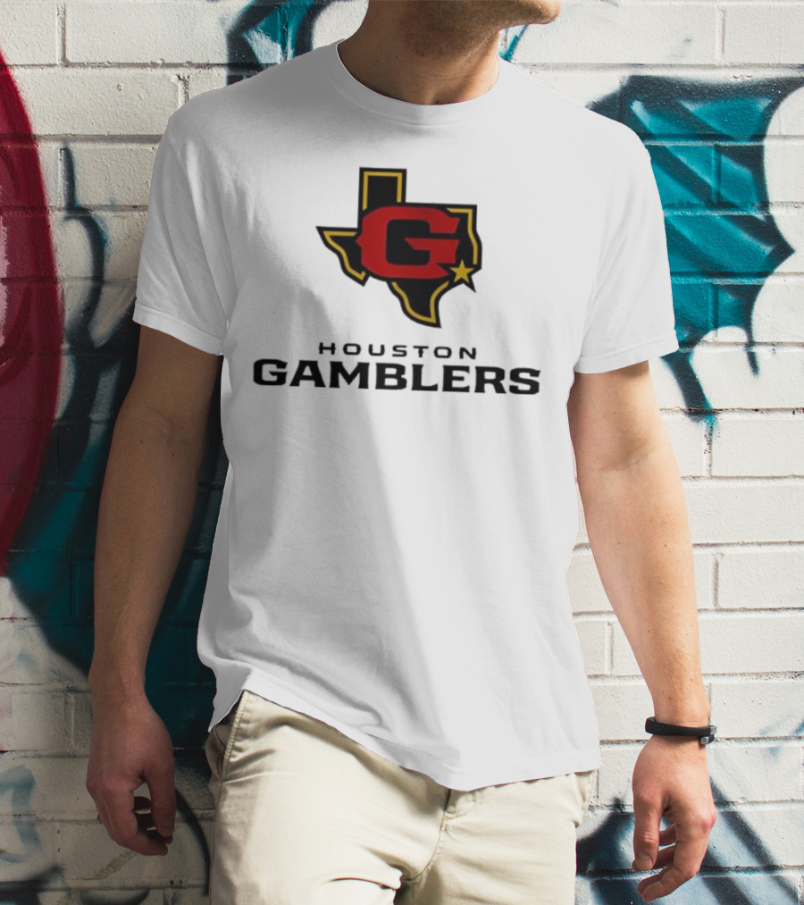 Houston Gamblers Texas Outline G Star Emblem T-Shirt
