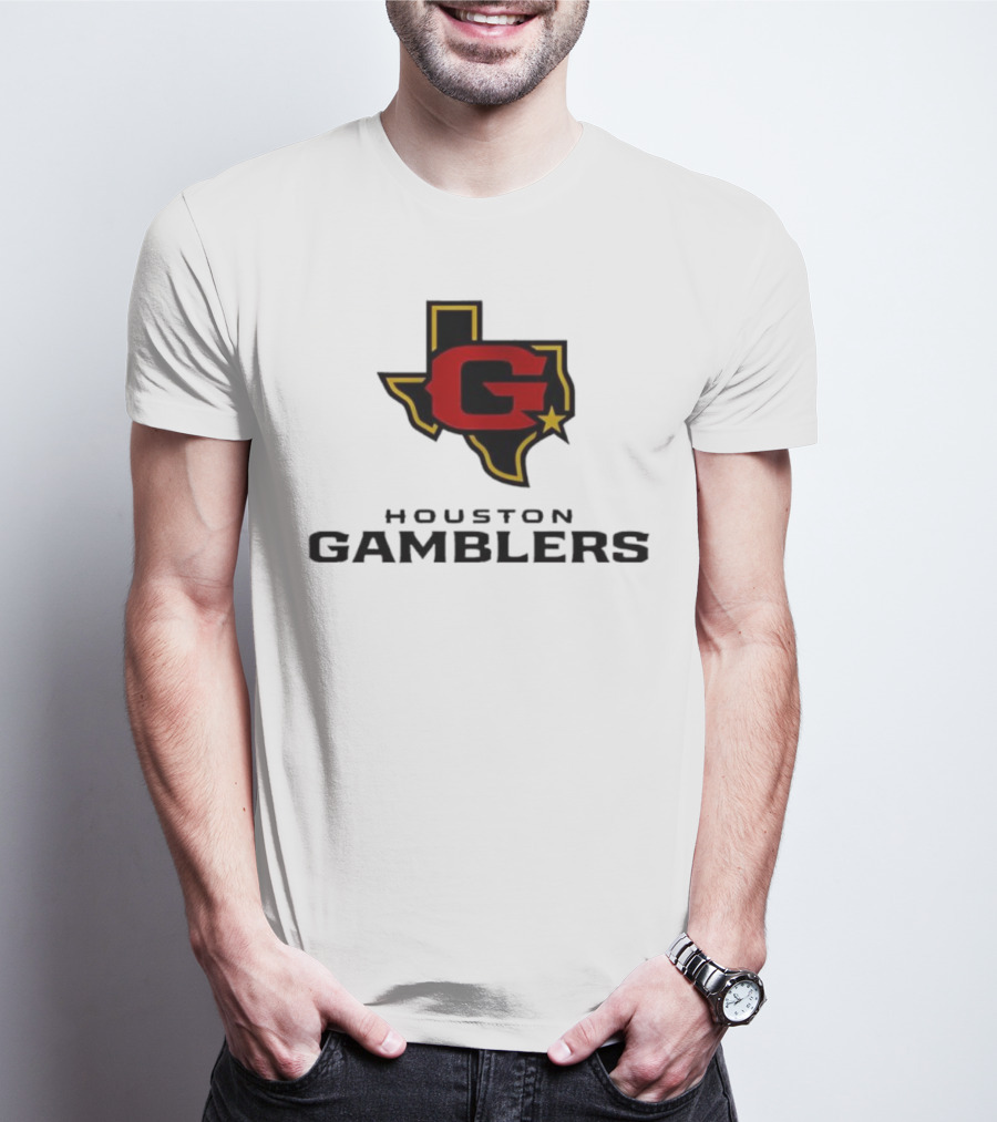 Houston Gamblers Texas Outline G Star Emblem T-Shirt