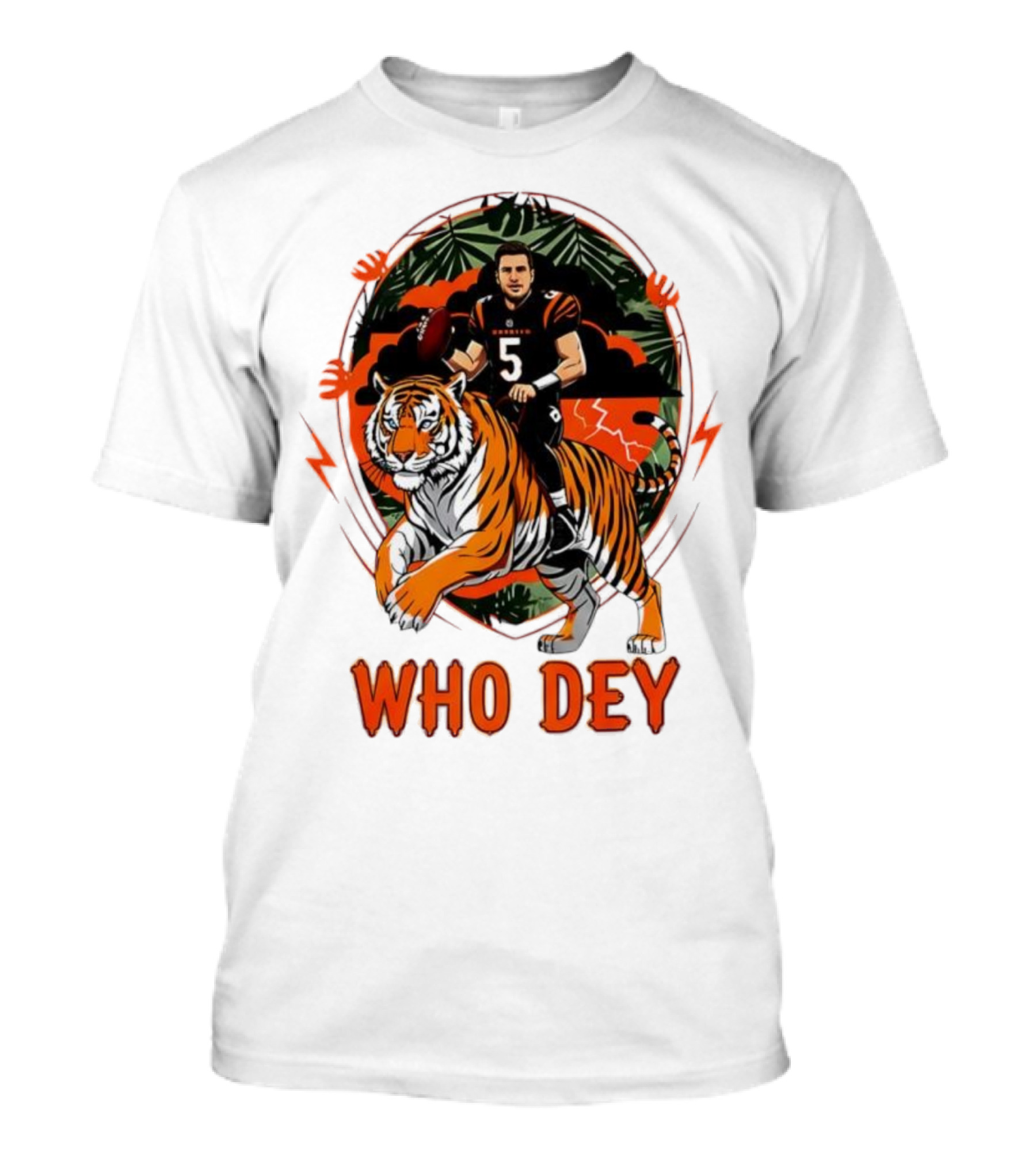 Joe Flacco Cincinnati Bengals Tiger Ride Who Dey Jungle Football T-Shirt