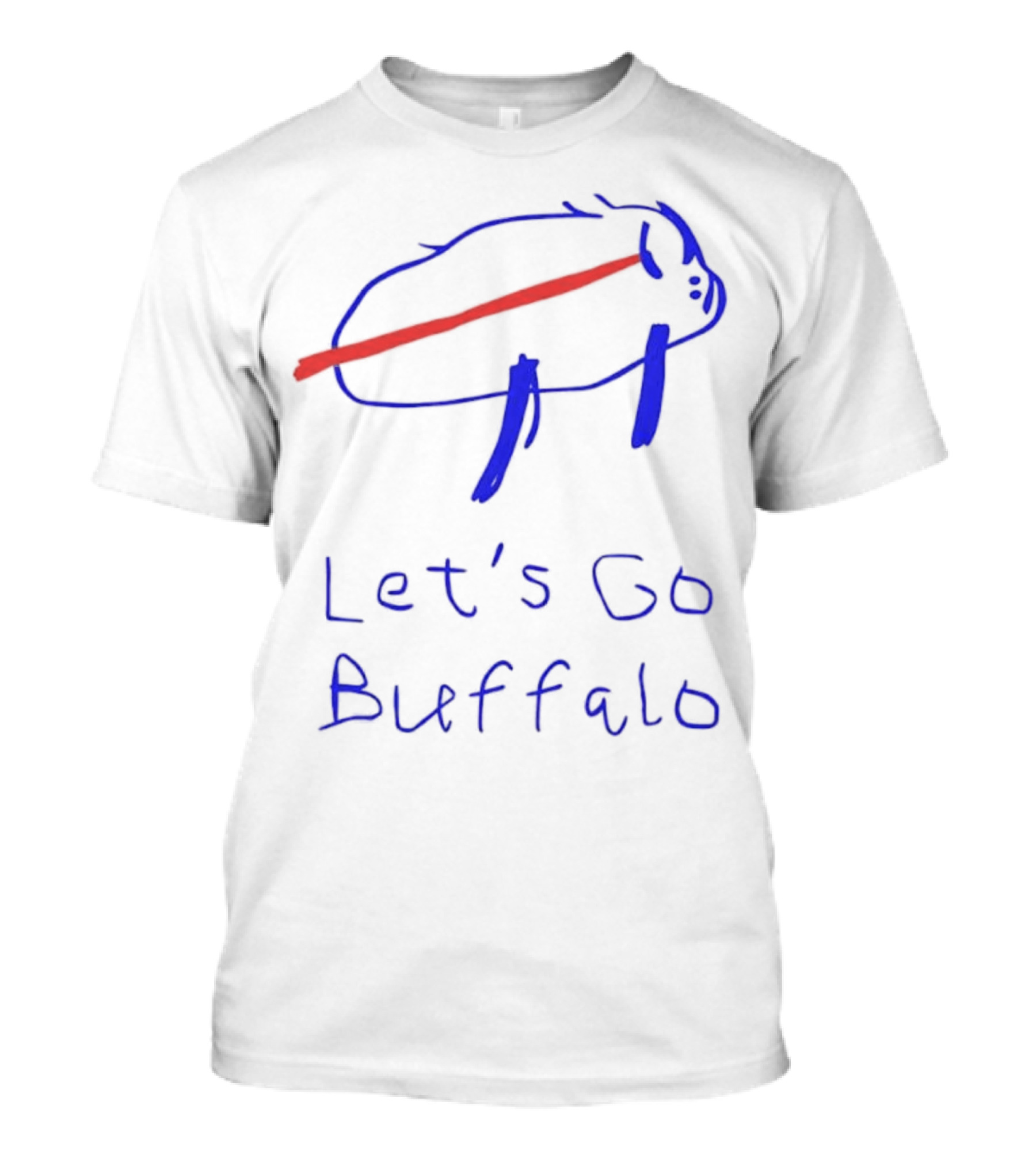 Let’s Go Buffalo Bills Hand-Drawn Blue And Red Graphic T-Shirt