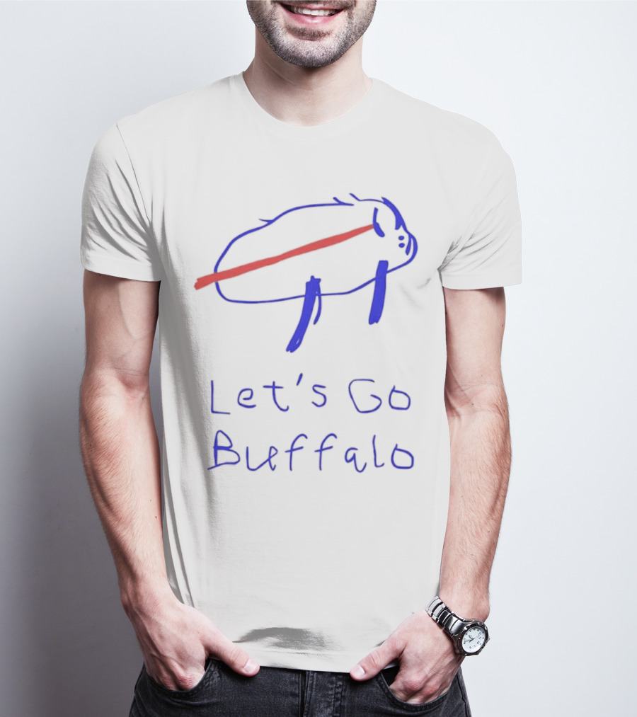 Let’s Go Buffalo Bills Hand-Drawn Blue And Red Graphic T-Shirt