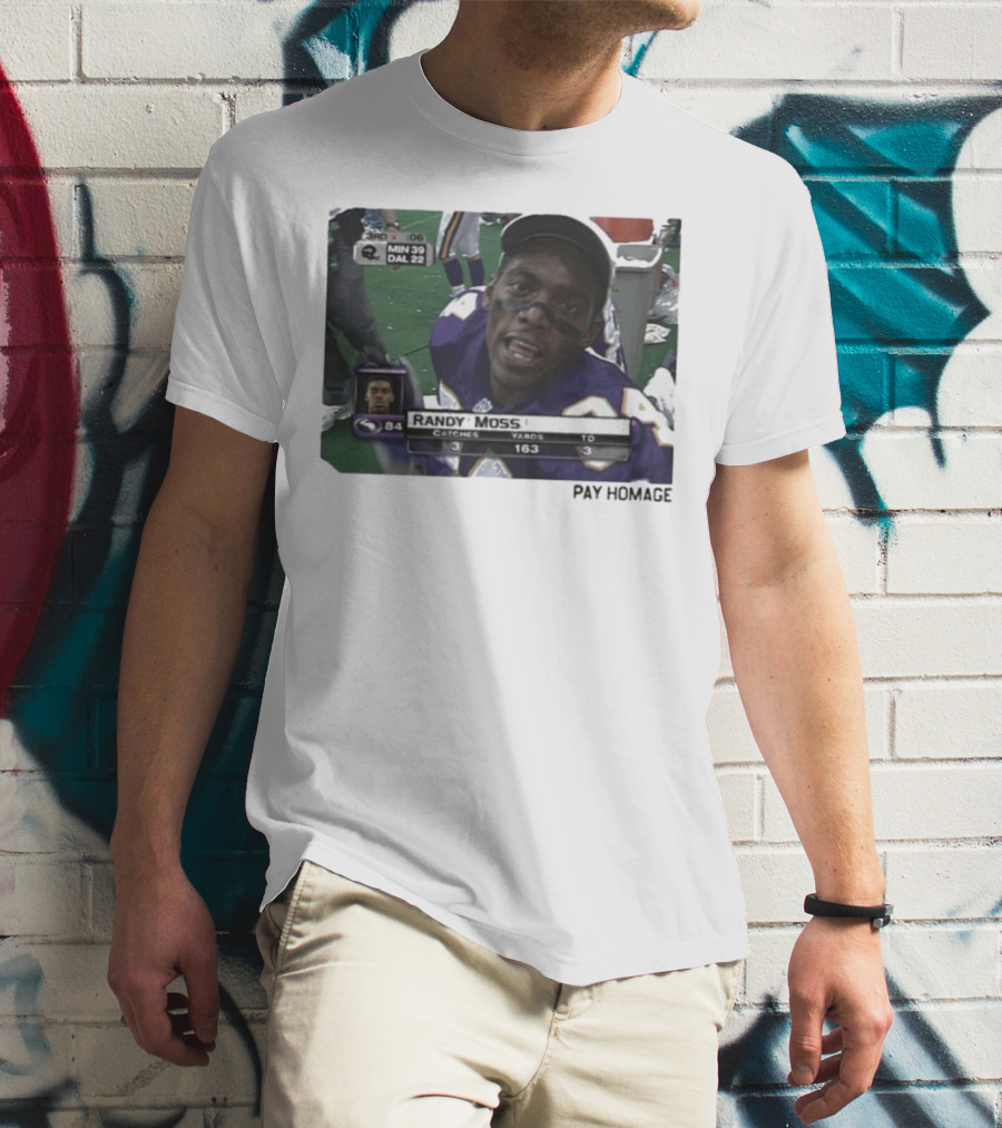 Randy Moss Minnesota Vikings 84 Pay Homage Catches Yards TO T-Shirt