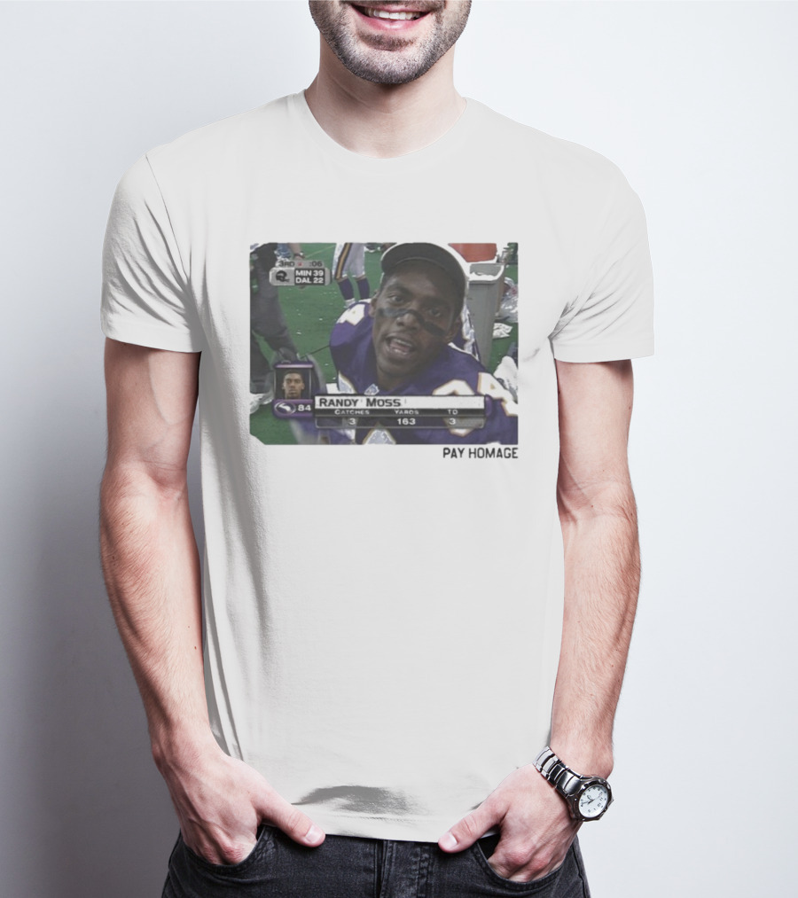 Randy Moss Minnesota Vikings 84 Pay Homage Catches Yards TO T-Shirt
