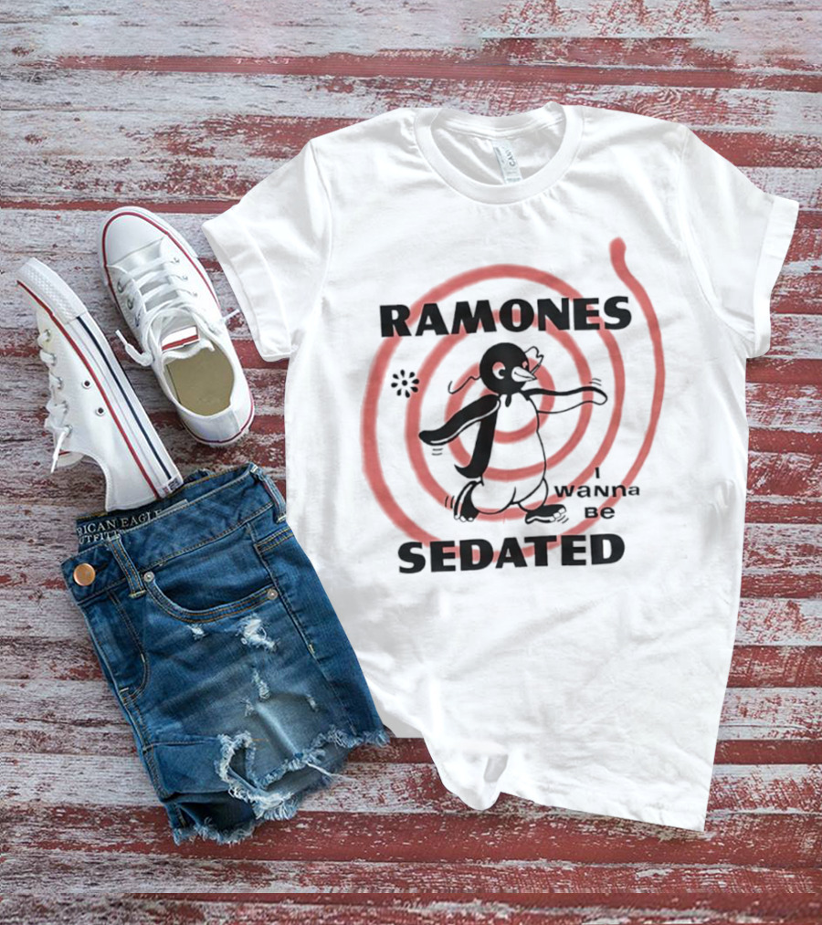 Ramones I Wanna Be Sedated Spiraling Cartoon Character T-Shirt