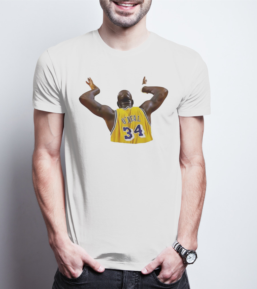 Shaquille O'Neal 34 Los Angeles Lakers Basketball Iconic Celebration T-Shirt