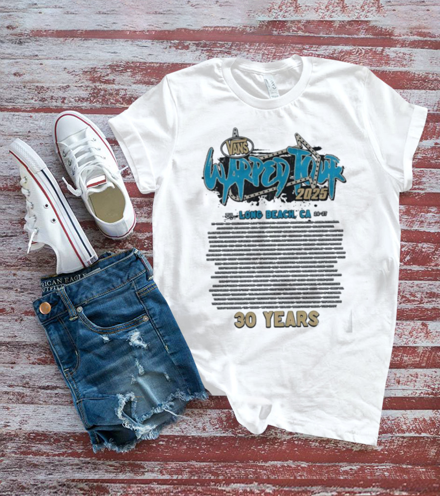 Vans Warped Tour 2025 Long Beach CA 30 Years Lineup T-Shirt