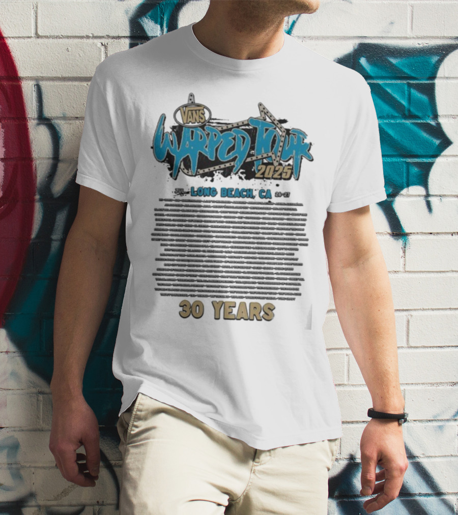 Vans Warped Tour 2025 Long Beach CA 30 Years Lineup T-Shirt