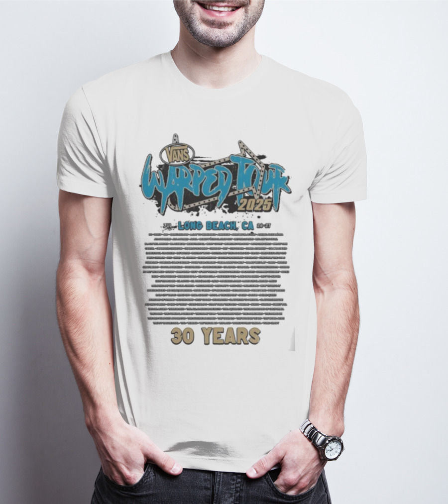 Vans Warped Tour 2025 Long Beach CA 30 Years Lineup T-Shirt