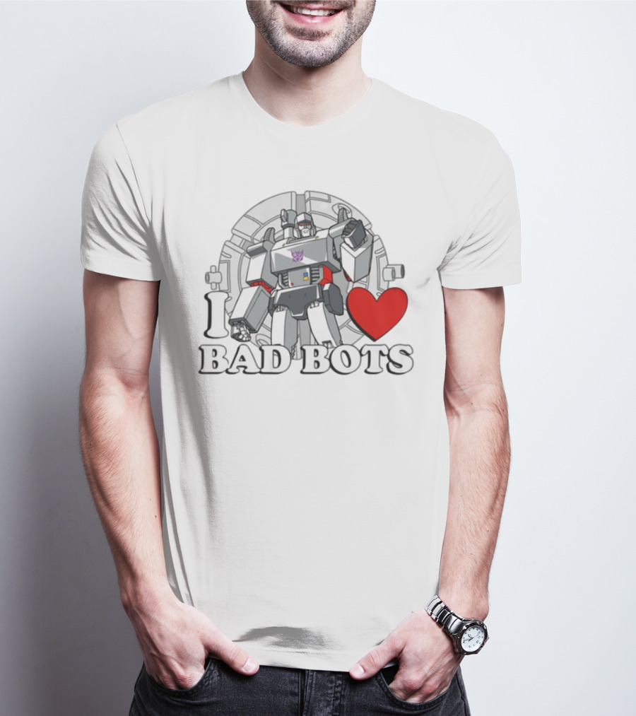 I Love Bad Bots Megatron Fan Favorite Retro 80s Style T-Shirt