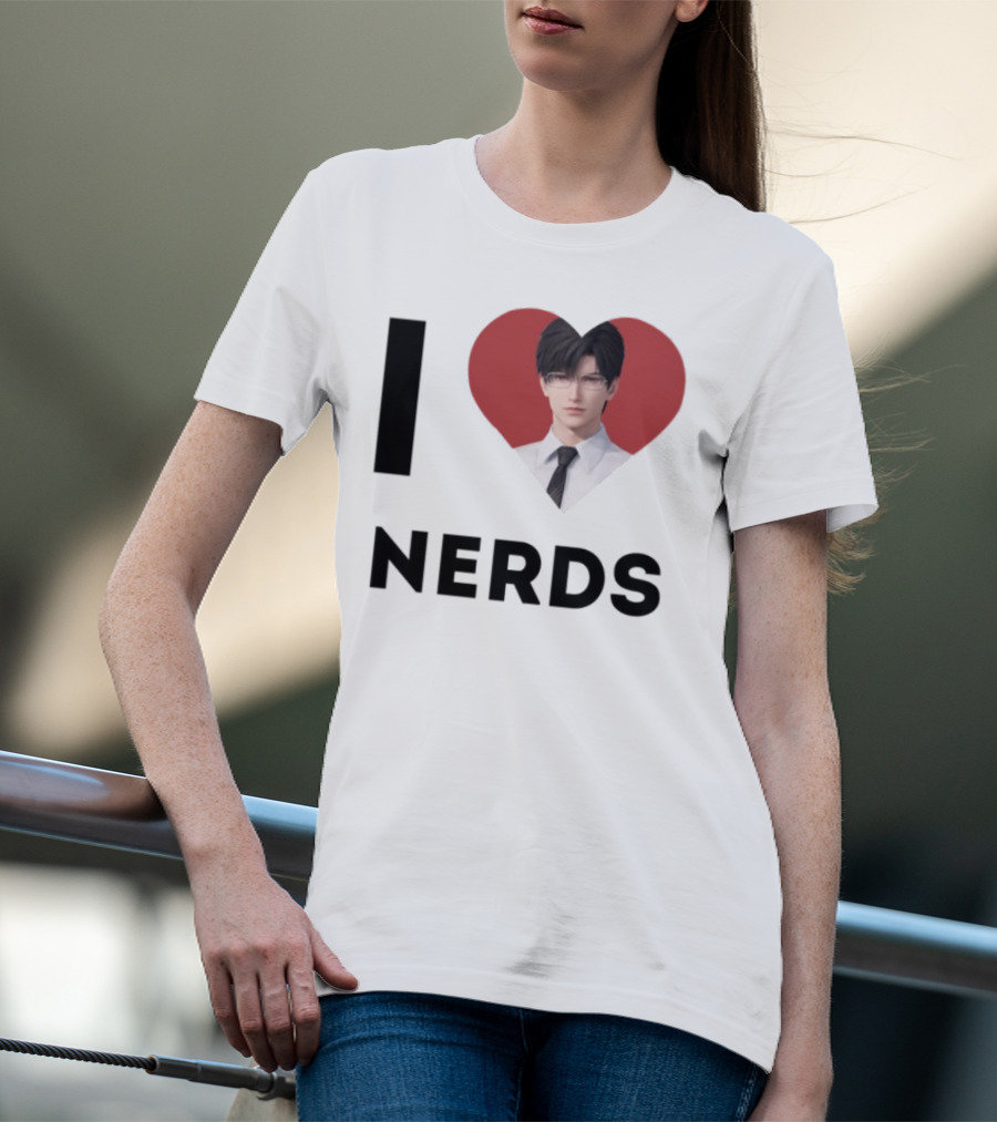 I Love Nerds Anime Character Glasses And Suit T-Shirt