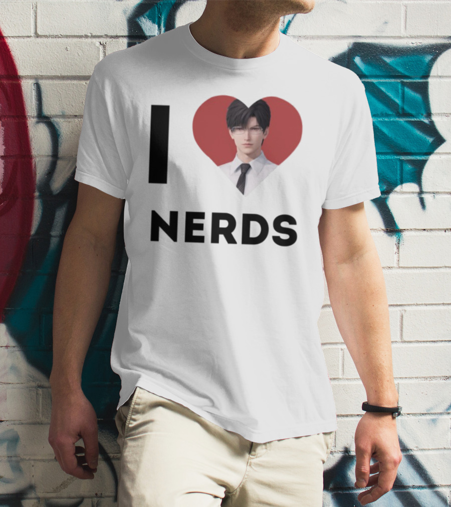 I Love Nerds Anime Character Glasses And Suit T-Shirt