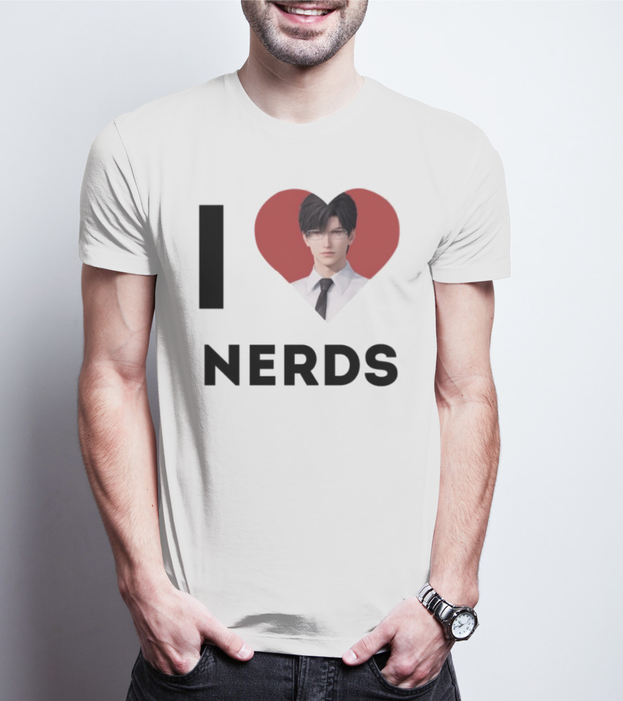 I Love Nerds Anime Character Glasses And Suit T-Shirt
