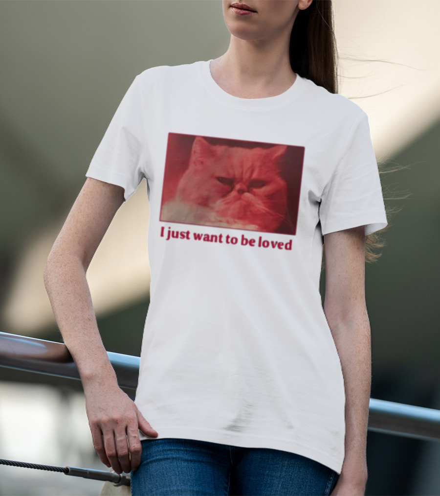 Volodymyr Testardі I Just Want To Be Loved Grumpy Cat Red Tones T-Shirt