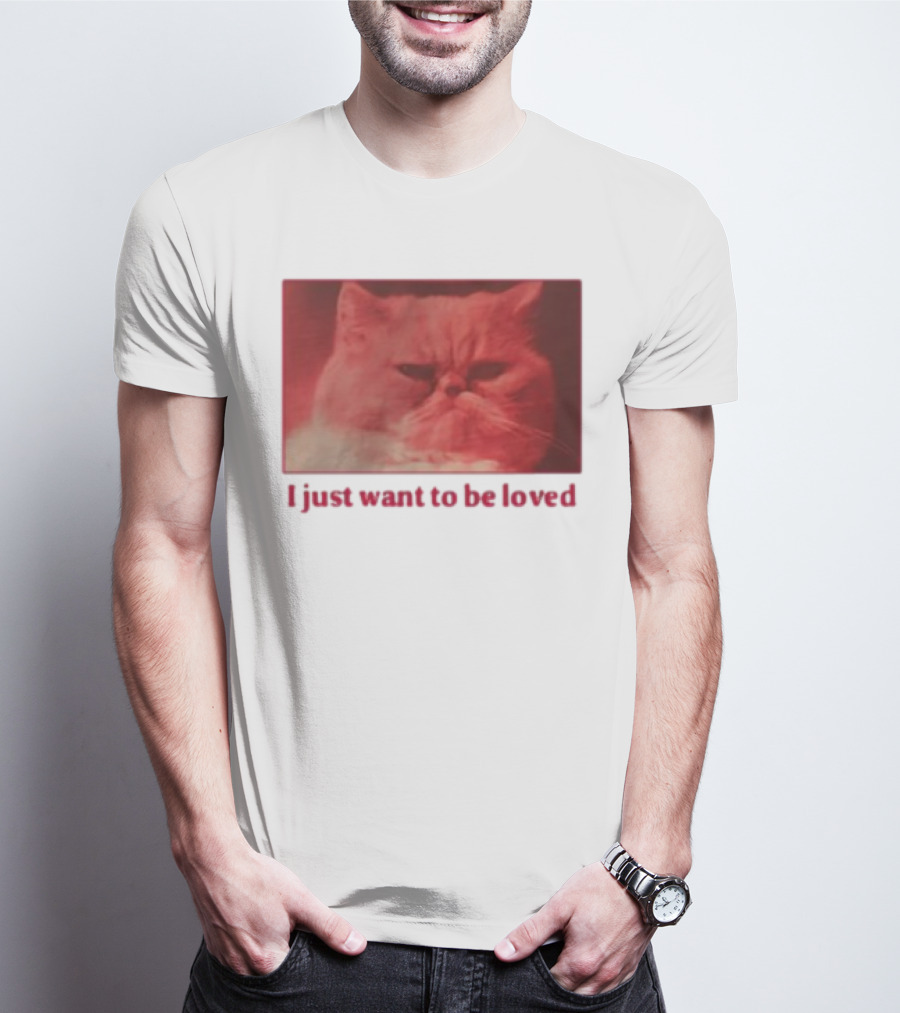 Volodymyr Testardі I Just Want To Be Loved Grumpy Cat Red Tones T-Shirt