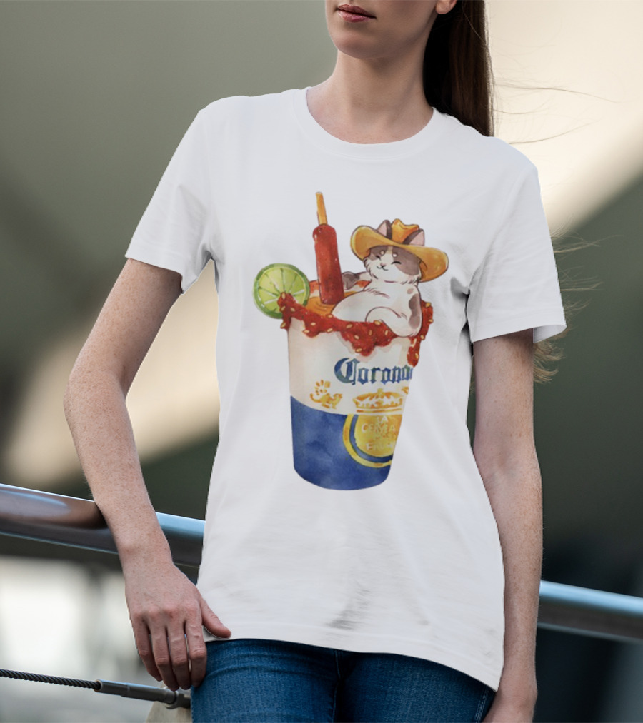 Michelada Vanilla Ryder Cat With Cowboy Hat In Corona Cup With Lime And Chamoy T-Shirt
