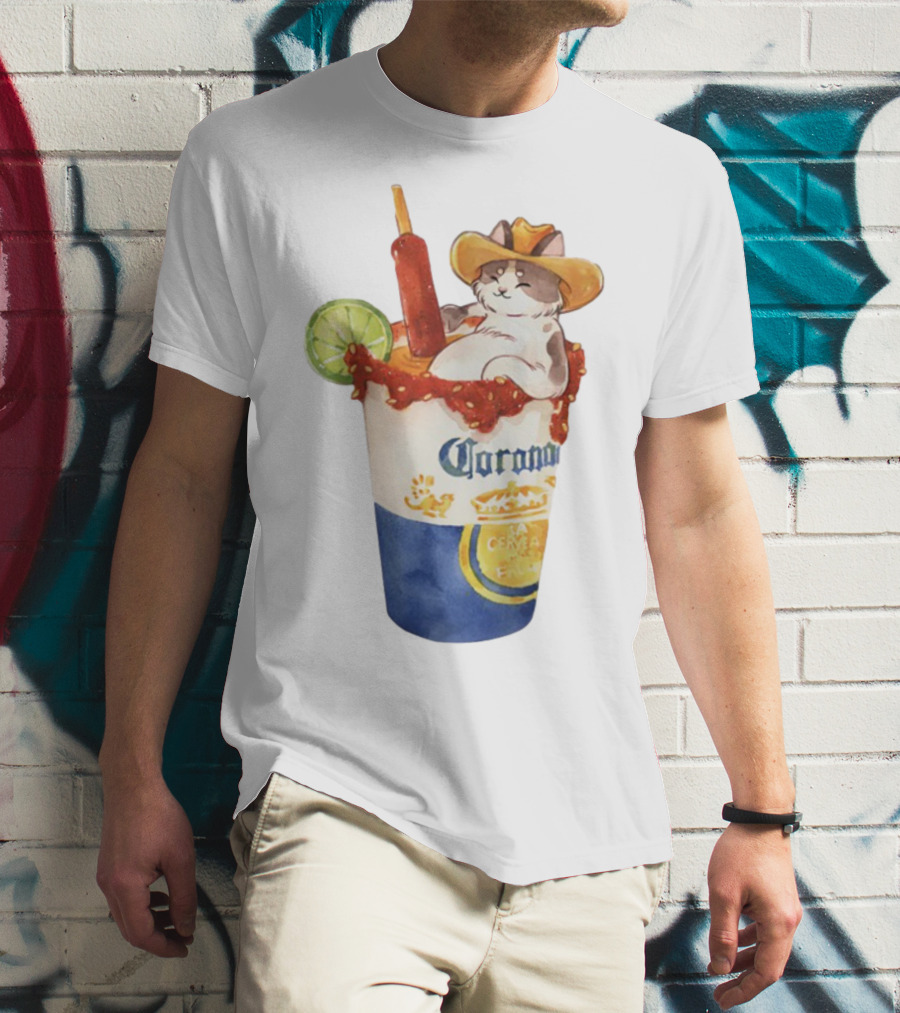 Michelada Vanilla Ryder Cat With Cowboy Hat In Corona Cup With Lime And Chamoy T-Shirt