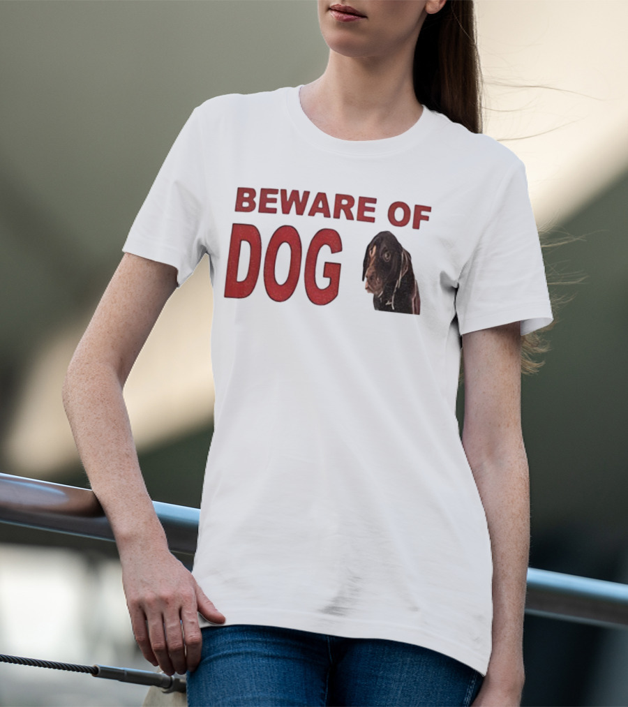 BEWARE OF DOG Meme Vintage Humor T-Shirt