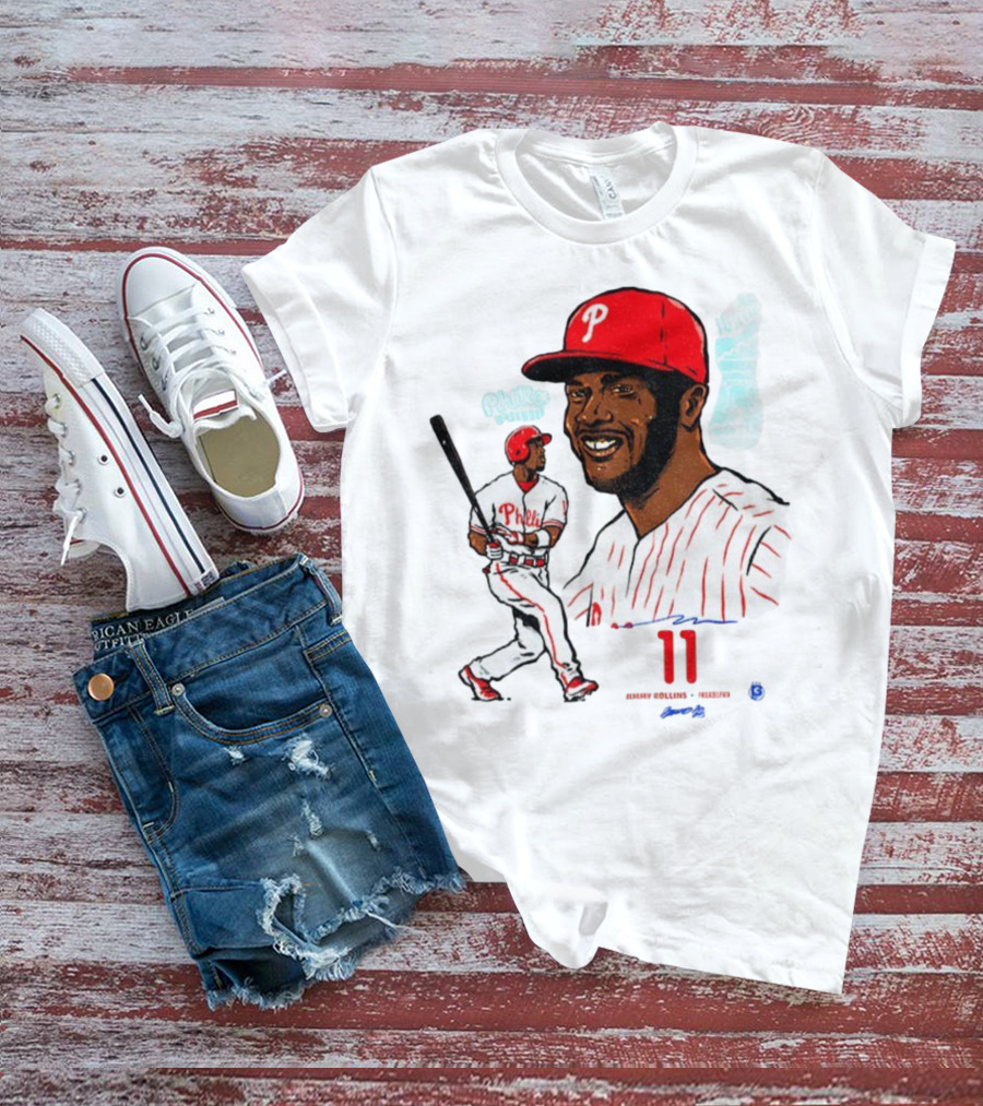Jimmy Rollins 11 Philadelphia Phillies MLB Baseball Cartoon Phillies Player T-Shirt