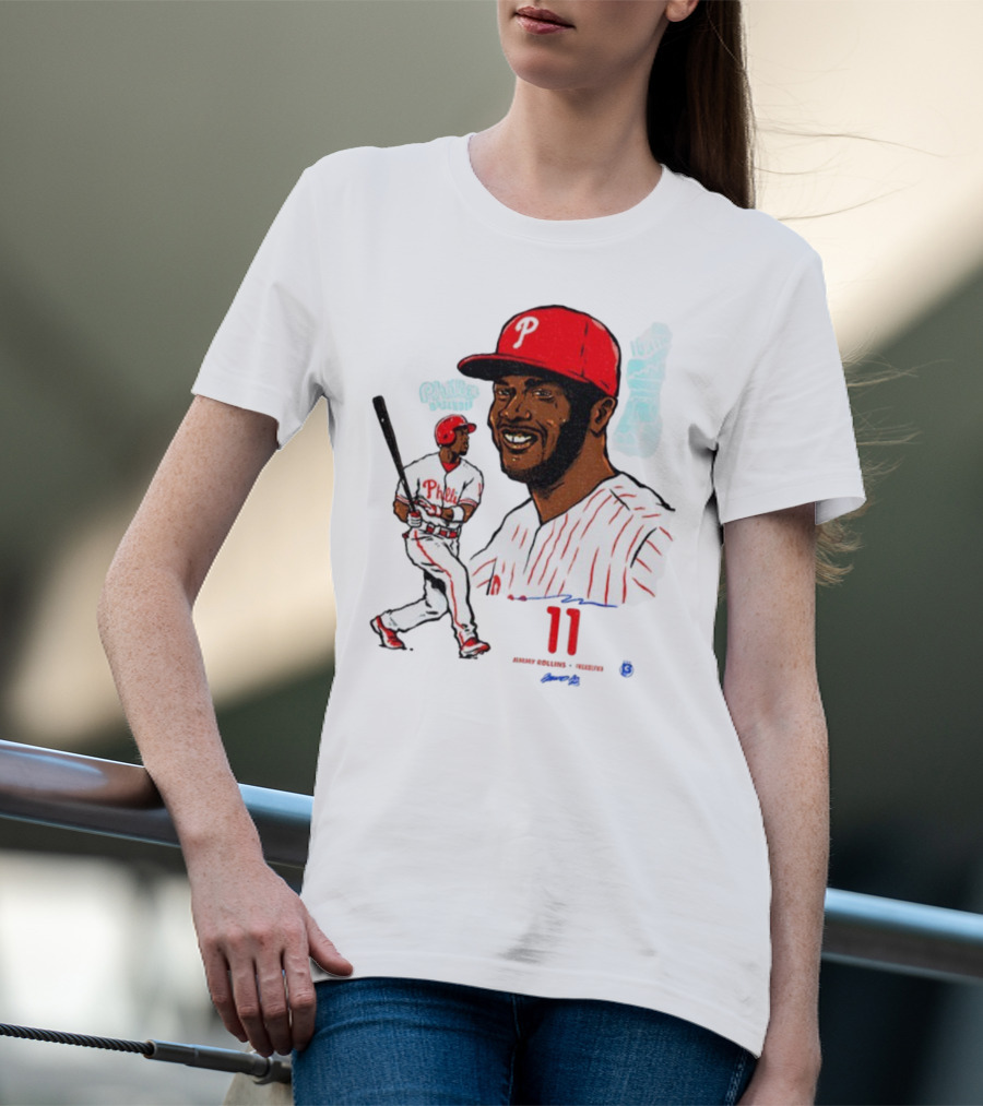 Jimmy Rollins 11 Philadelphia Phillies MLB Baseball Cartoon Phillies Player T-Shirt