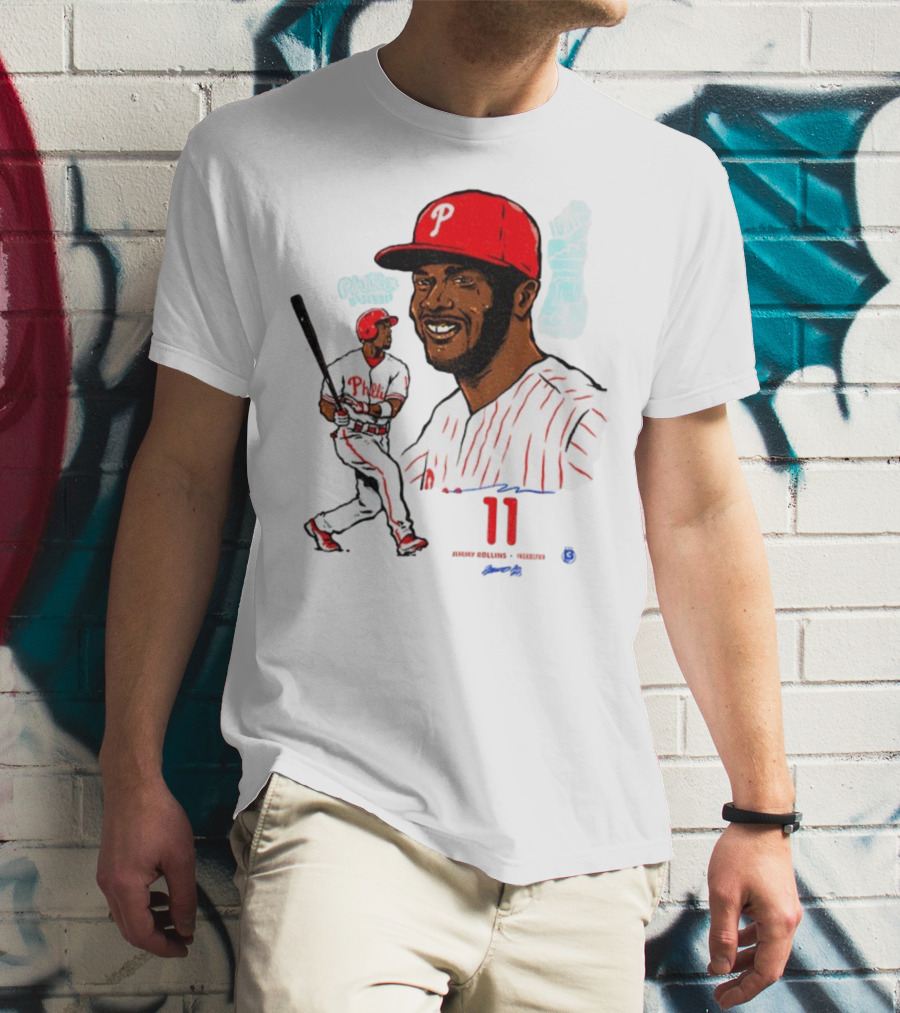 Jimmy Rollins 11 Philadelphia Phillies MLB Baseball Cartoon Phillies Player T-Shirt