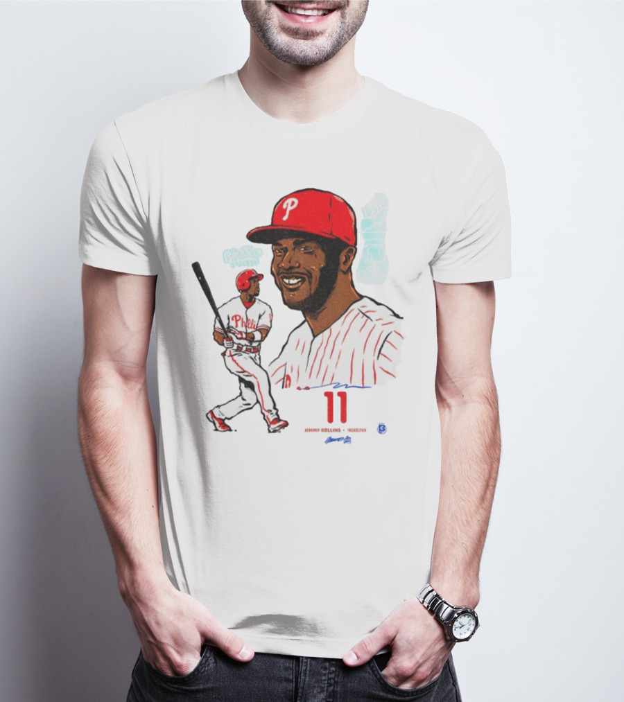 Jimmy Rollins 11 Philadelphia Phillies MLB Baseball Cartoon Phillies Player T-Shirt