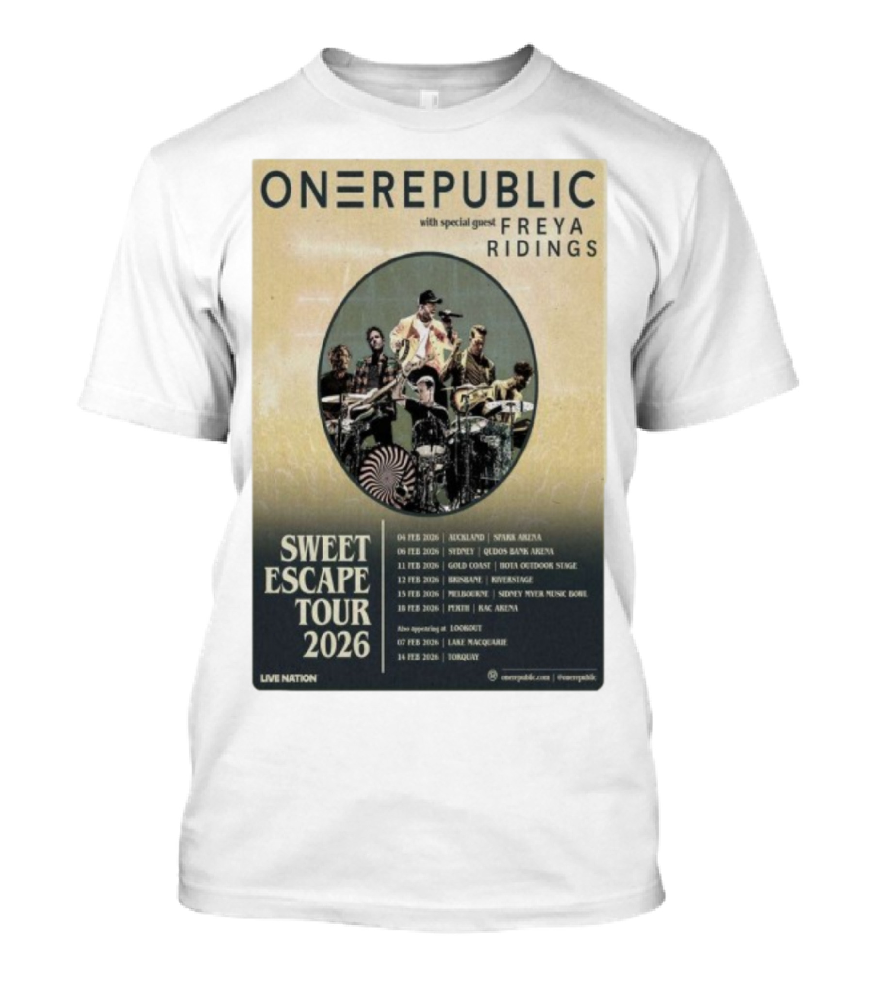 ONEREPUBLIC Sweet Escape Tour Australia New Zealand 2026 Special Guest Freya Ridings T-Shirt