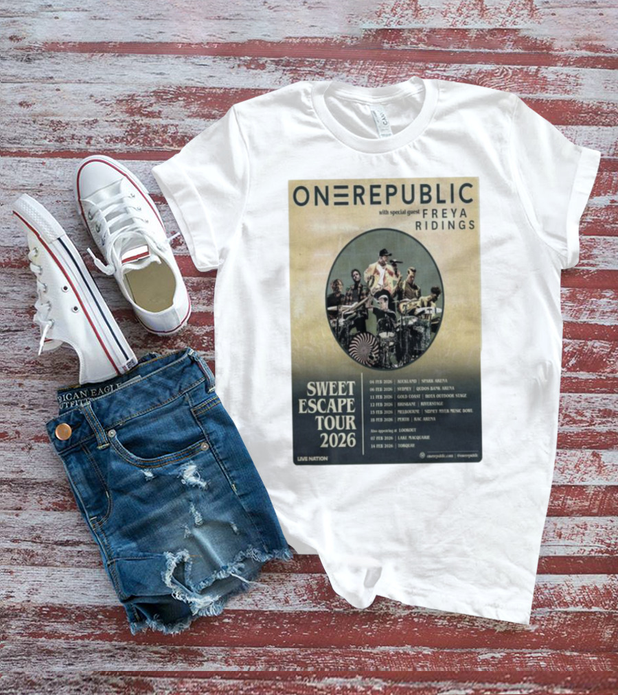ONEREPUBLIC Sweet Escape Tour Australia New Zealand 2026 Special Guest Freya Ridings T-Shirt