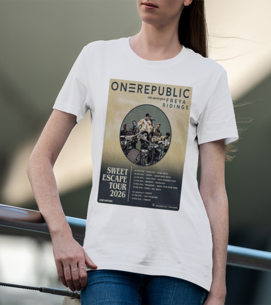 ONEREPUBLIC Sweet Escape Tour Australia New Zealand 2026 Special Guest Freya Ridings T-Shirt