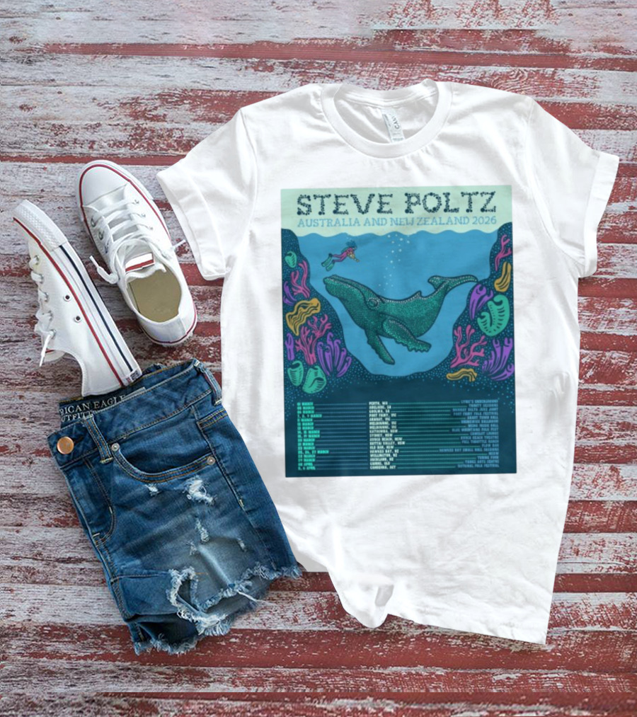 Steve Poltz Australia New Zealand Tour 2026 Concert Dates Underwater Theme T-Shirt